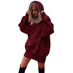 Women's hooded loose long sleeve thick sweater