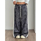 Stylish Leopard-print Patchwork Wide-leg Pants With A Relaxed Flowy Fit