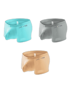3 Pack Men's Breathable Ice Silk Double-Layered Big Pouch Sexy Boxer Briefs