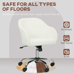 HOMCOM 46-56 cm Velvet-feel Office Chair - Cream