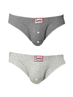 2 Pack Men's Premium Comfortable Fabric Low-Rise U-Shaped Button Fly Briefs