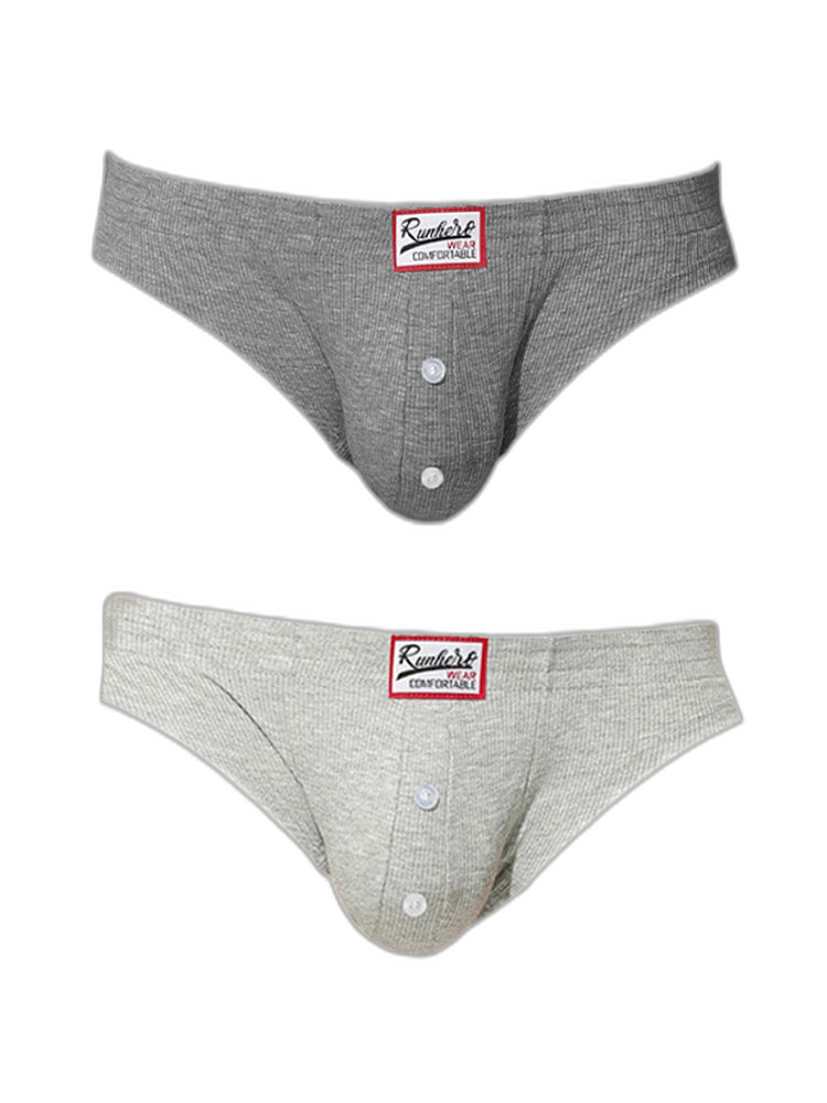 2 Pack Men's Premium Comfortable Fabric Low-Rise U-Shaped Button Fly Briefs