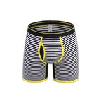 Men's Fly Front with Pouch Striped Cotton Boxer Briefs