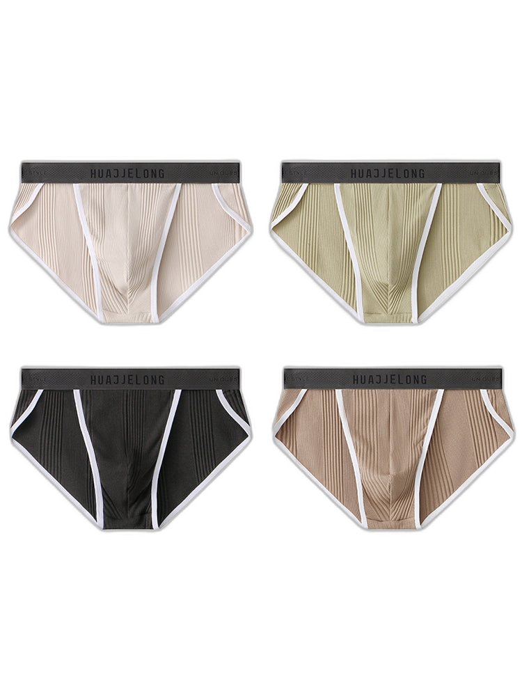 4 Pack Men's Solid Color Cotton Breathable Trendy Briefs
