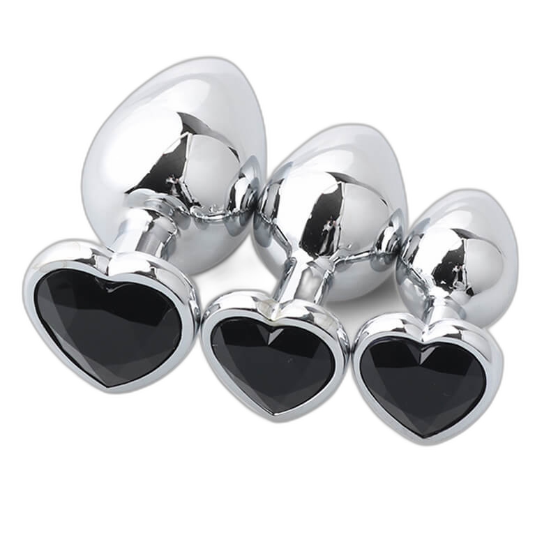 Heart Metal Anal Plug Set - Training Kit