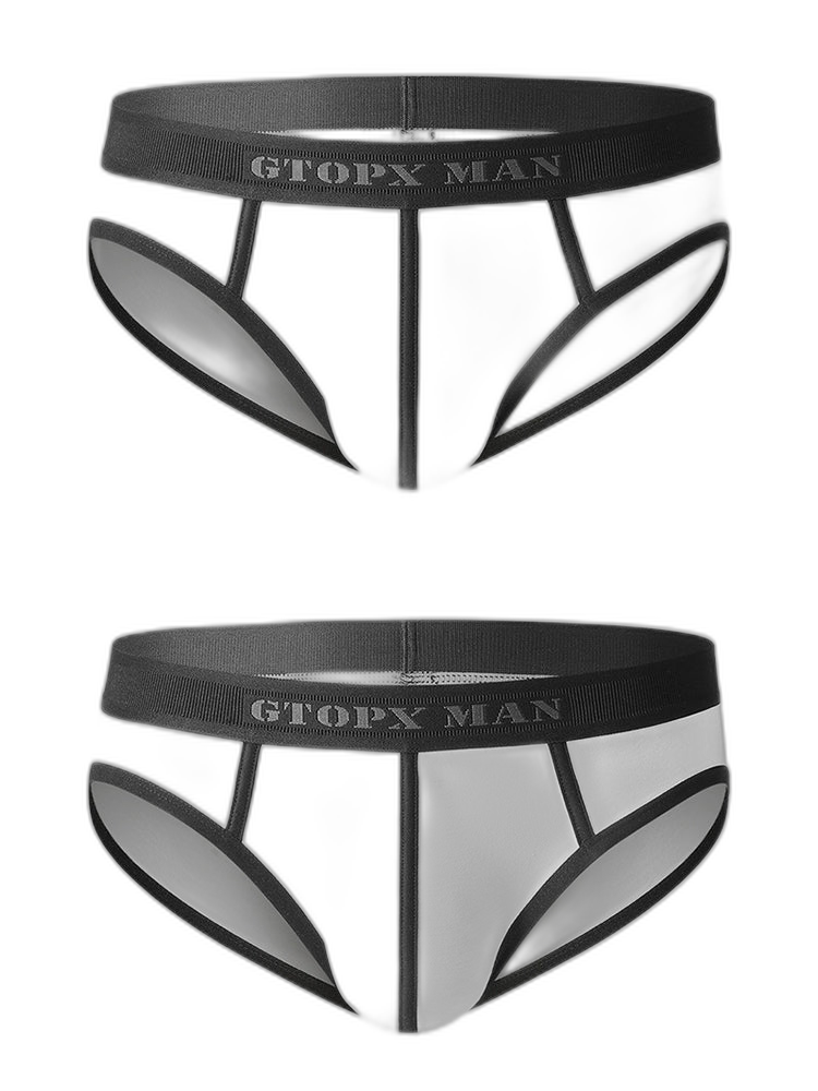 Men’s Spliced Lines U Convex Pouch Cotton Briefs