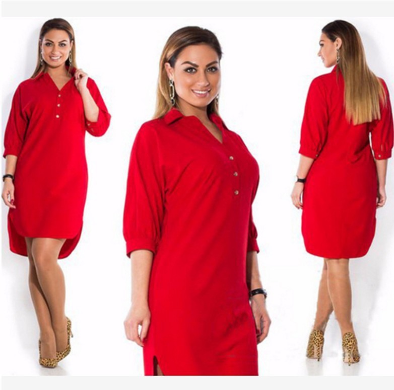 Irregular plus size shirt dress