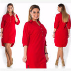 Irregular plus size shirt dress
