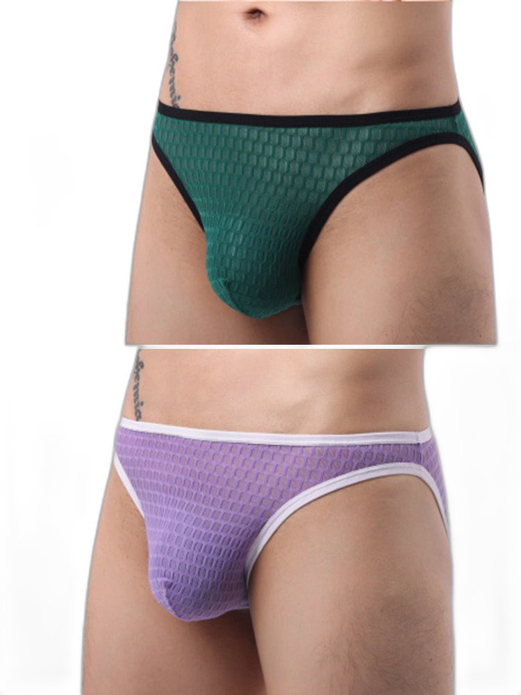2 Pack Men's Solid-Color Checkered Briefs