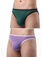 2 Pack Men's Solid-Color Checkered Briefs