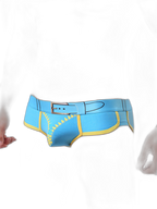 Zipper Belt Printed Cotton Pouch Briefs