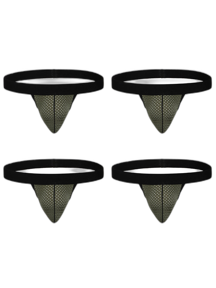 4 Pack Men's Single Pouch Ice Silk Sexy Thong