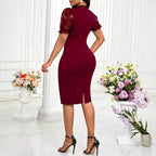 Women's Solid Color Lace Slimming A-line Dress