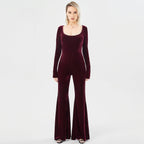 Women's Long Sleeve Velvet Fashion Jumpsuit