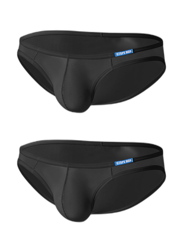 2 Pack Men's Thin Ice Silk Face Mask Fabric U-Convex Sexy Semi-Transparent Bikini