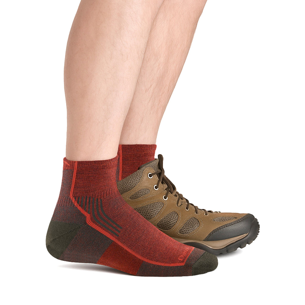 Mens Merino Wool Quarter Midweight Seamless Hiking Socks