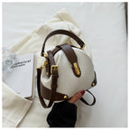 Women's Autumn And Winter Korean Retro Handbag Shoulder Lychee Pattern Small Round Bag