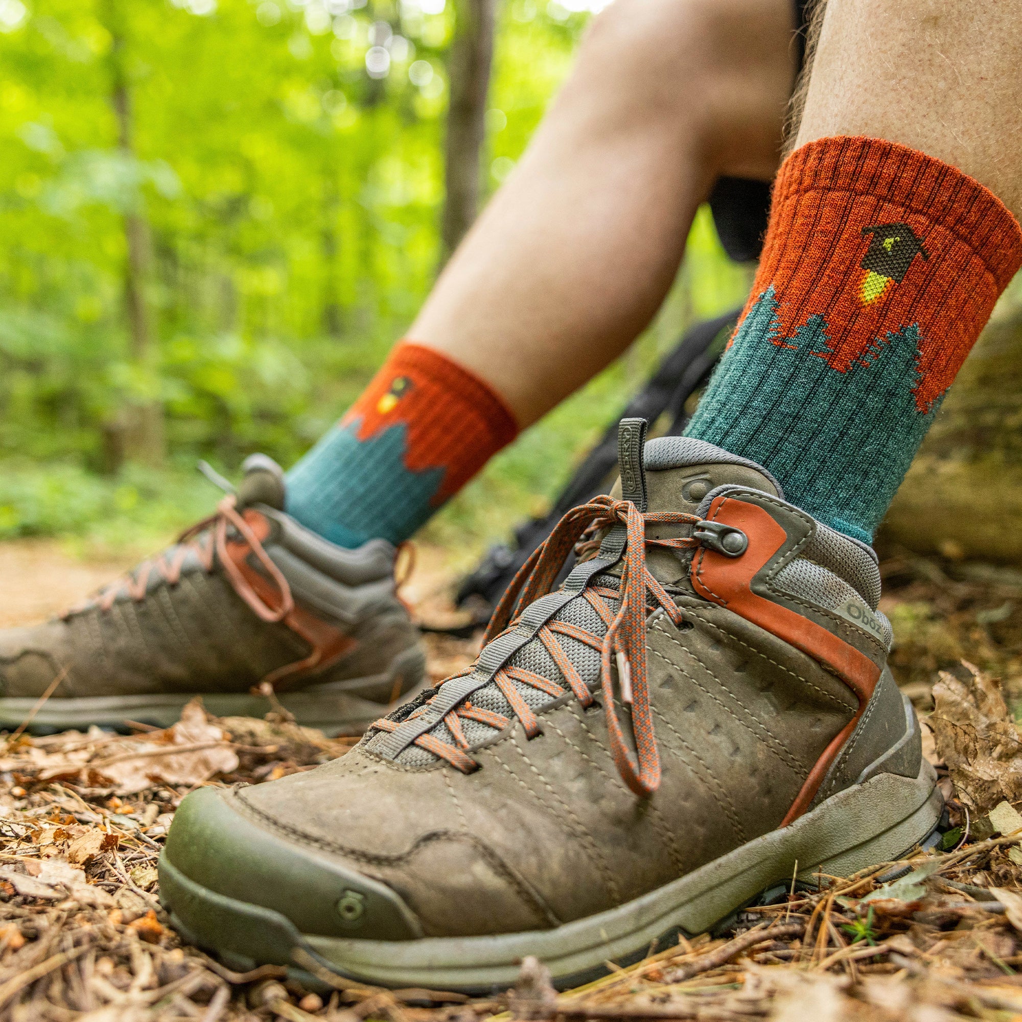 Mens Merino Wool Crew Midweight Seamless Hiking Socks
