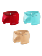 3 Pack Men's Breathable Ice Silk Double-Layered Big Pouch Sexy Boxer Briefs