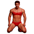 Mens Lace Lingerie Panties & Bra Set