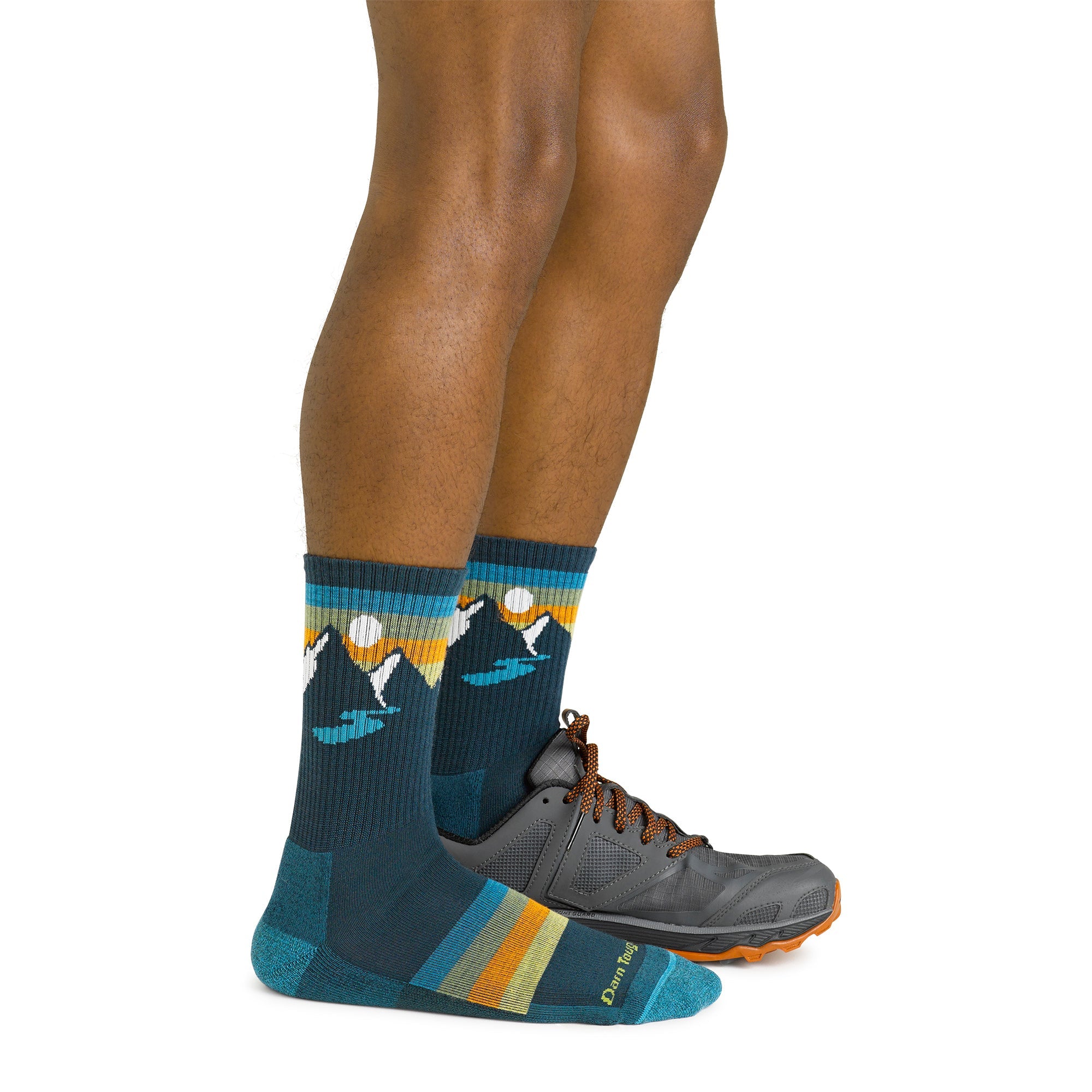 Mens Sunset Patterned Micro Crew Lightweight Hiking Seamless Merino Socks