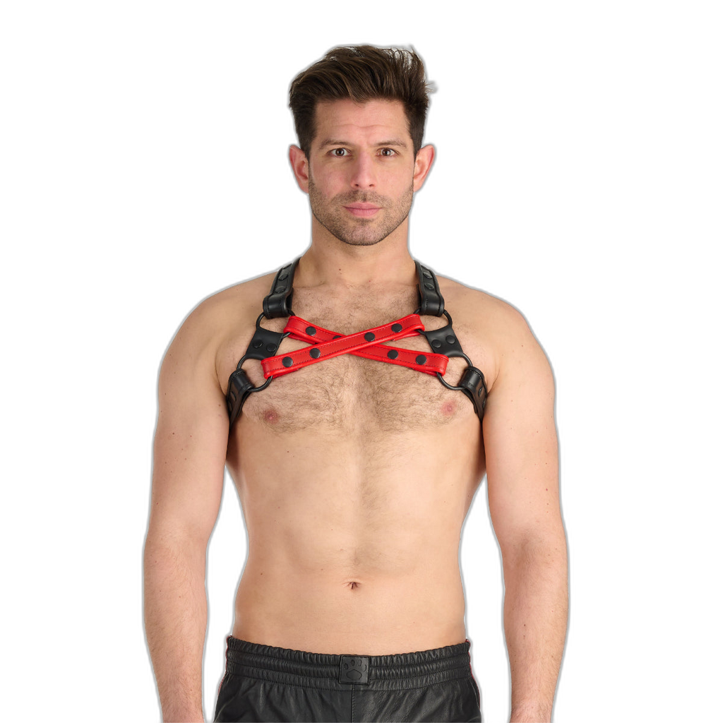 Prowler RED Leather Cross Harness Black Red