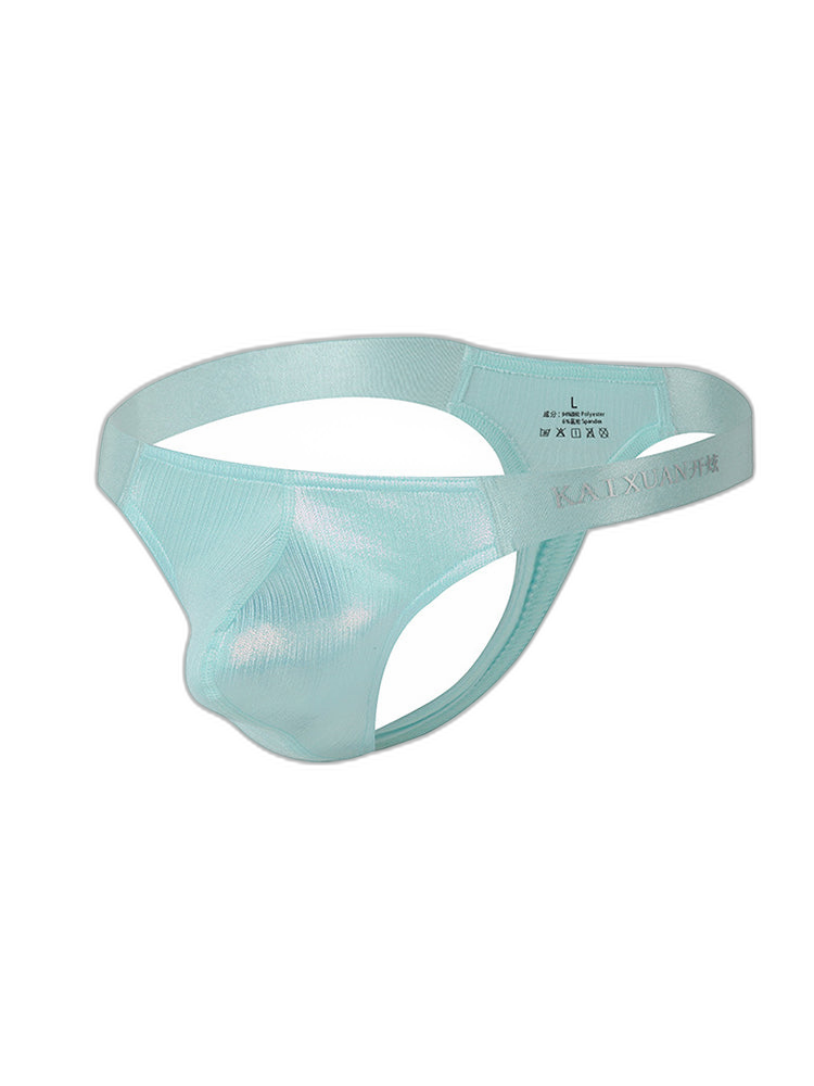 3 Pack Men's Low Waist Transparent Sexy Large Pouch Ice Silk Thong