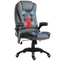 Vinsetto Massage Recliner Chair Heated Office Chair with Six Massage Points Velvet-Feel Fabric 360\'c2\'b0 Swivel Wheels Grey