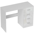 HOMCOM Computer Desk with Drawers, Dressing Table, High Gloss Home Office Writing Workstation, White