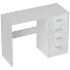 HOMCOM Computer Desk with Drawers, Dressing Table, High Gloss Home Office Writing Workstation, White