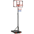 SPORTNOW Height Adjustable Basketball Hoop and Stand with Firm Backboard and Weighted Base, Portable on Wheels, Red
