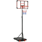 SPORTNOW Height Adjustable Basketball Hoop and Stand with Firm Backboard and Weighted Base, Portable on Wheels, Red