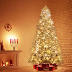 Artificial Christmas Tree 6.5ft Snow Flocked Branches Realistic Unlit Pine KI Store