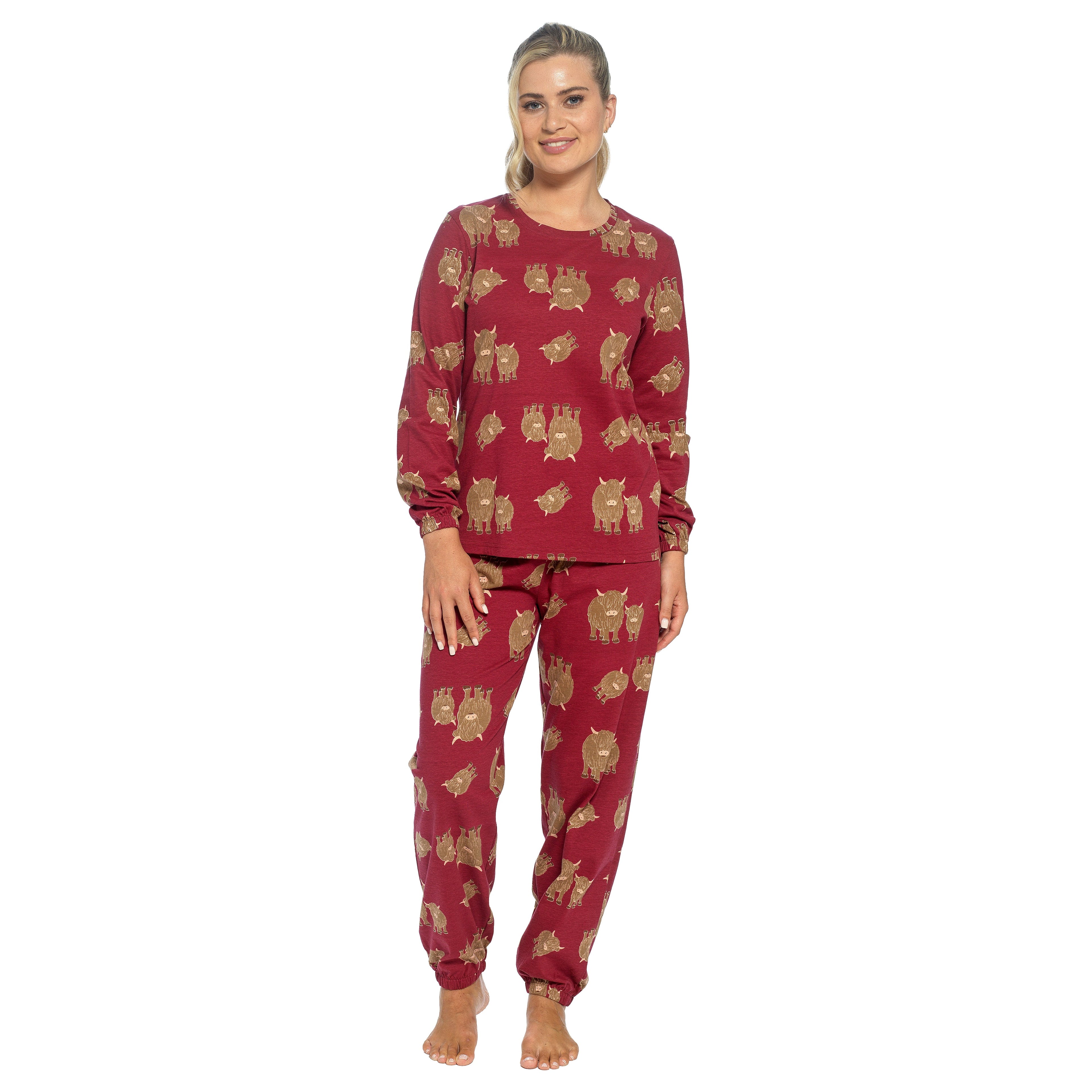 Daisy Dreamer Women's Cotton Pyjama Set With Elasticated Patterned Bottoms Super Soft Cosy Sleepwear