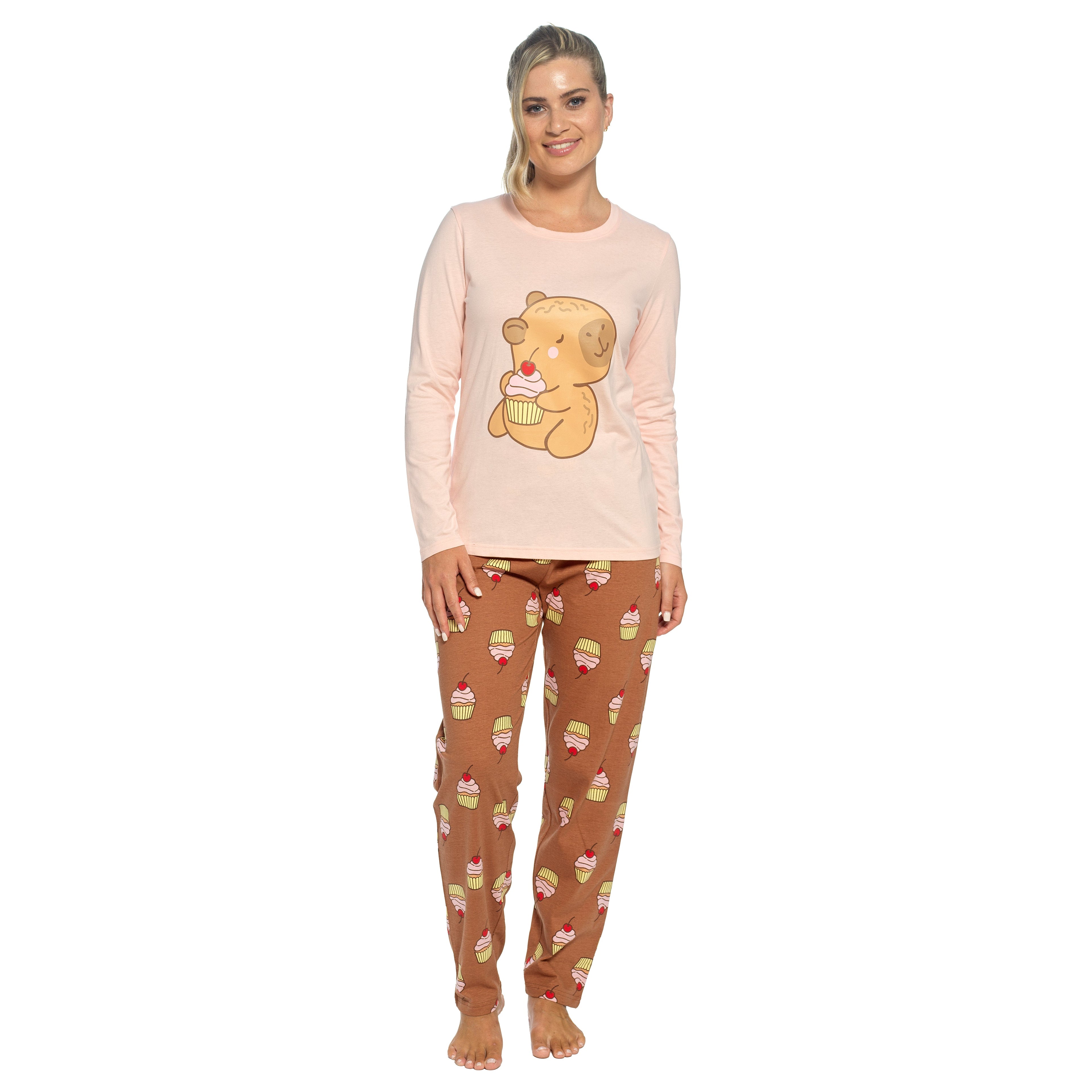 Daisy Dreamer Women's Cotton Pyjama Set With Elasticated Patterned Bottoms Super Soft Cosy Sleepwear