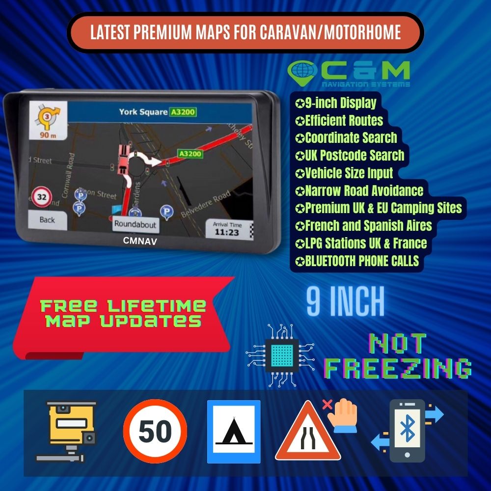 9" CMNAV PRO Camper Plus (Bluetooth Phone Calls Supported)