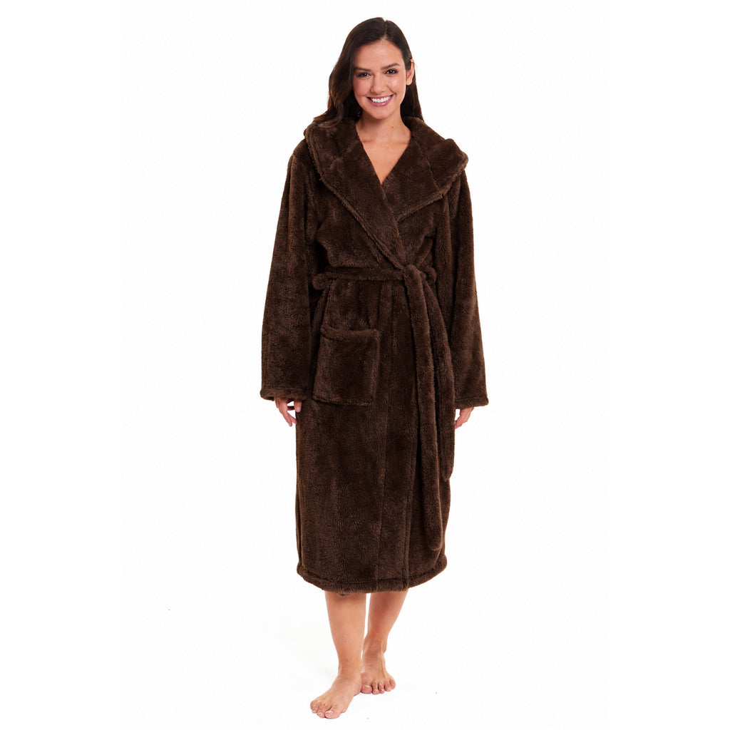 Daisy Dreamer Women's Fleece Hooded Robe Snuggle Touch Velvet-Soft Loungewear UK Sizes