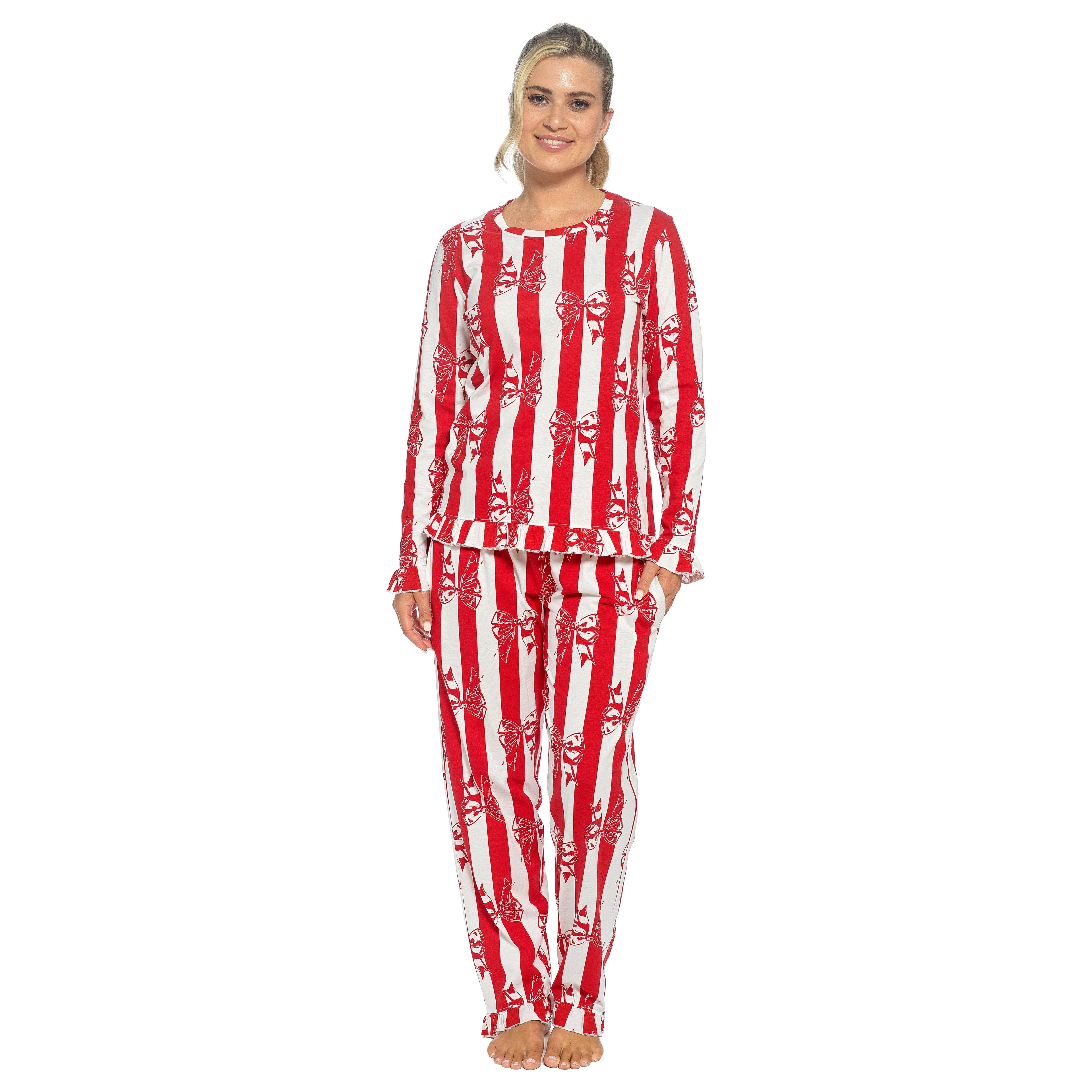 Daisy Dreamer Women's Cotton Pyjama Set With Elasticated Patterned Bottoms Super Soft Cosy Sleepwear