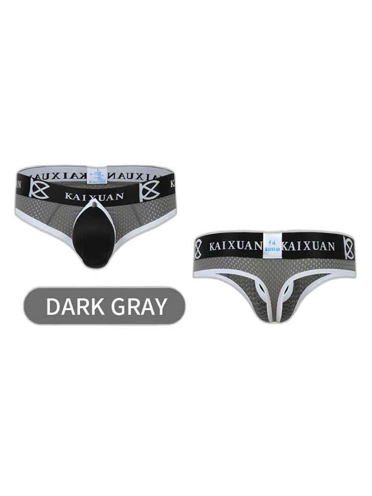 2 Pack Men's Breathable Mesh Removable U-Shaped Pocket Thongs