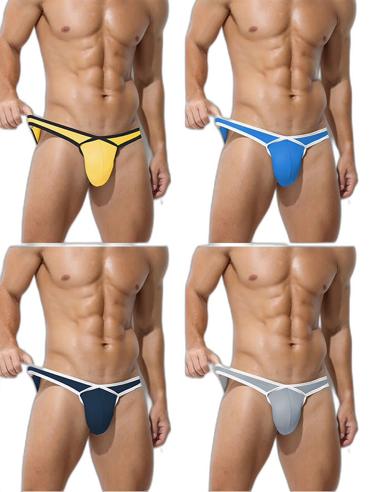 4 Pack Men's Low-Rise Sexy Narrow-Band Cooling U-Convex Breathable Comfortable Thong