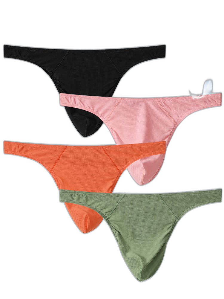 3 Pack Men's Low-Rise Performance Thong - Breathable Mesh & Smooth Fabric