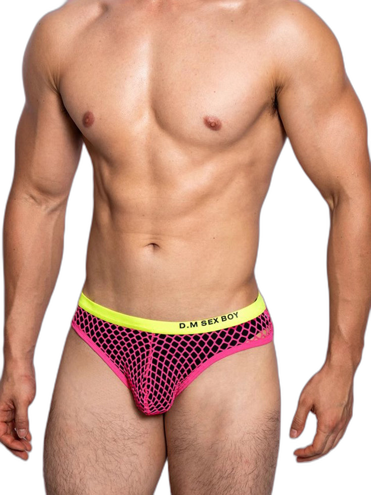 3 Pack Men's Low-Waist Sexy Big Mesh Breathable Transparent Sports Briefs