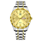 Men's Diamond Shell Calendar Watch - Stainless Steel Luxury Timepiece