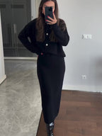 Women's 2-Piece Cardigan & Maxi Skirt Suit Set - Elegant Co-ord Outfit