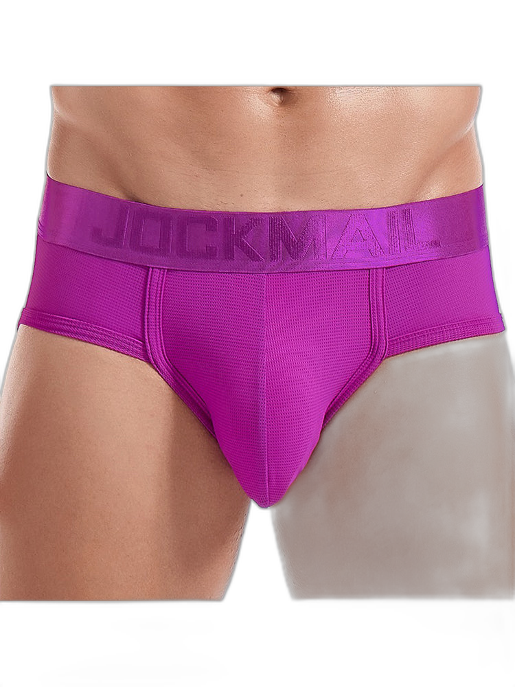 Men's Solid Color Mesh Breathable Sports Fitness Briefs