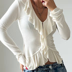 Designer-style Niche Top With Ruffled Hem For Women