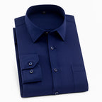 Men's Solid Color Square Collar Long-sleeved Shirt