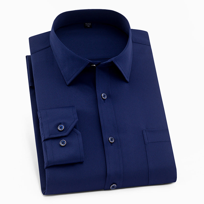 Men's Solid Color Square Collar Long-sleeved Shirt