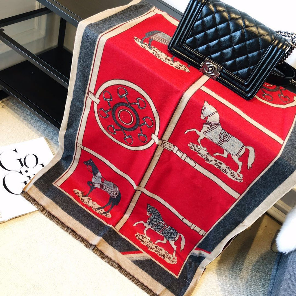 Cashmere-like Fleece Scarf Little Plaid Double-sided Color-block Versatile Shawl
