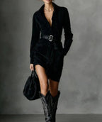 Women's Long-sleeved Blouse Dress With Belt